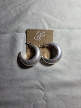 Plunder Silver Crescent Hoop Earrings